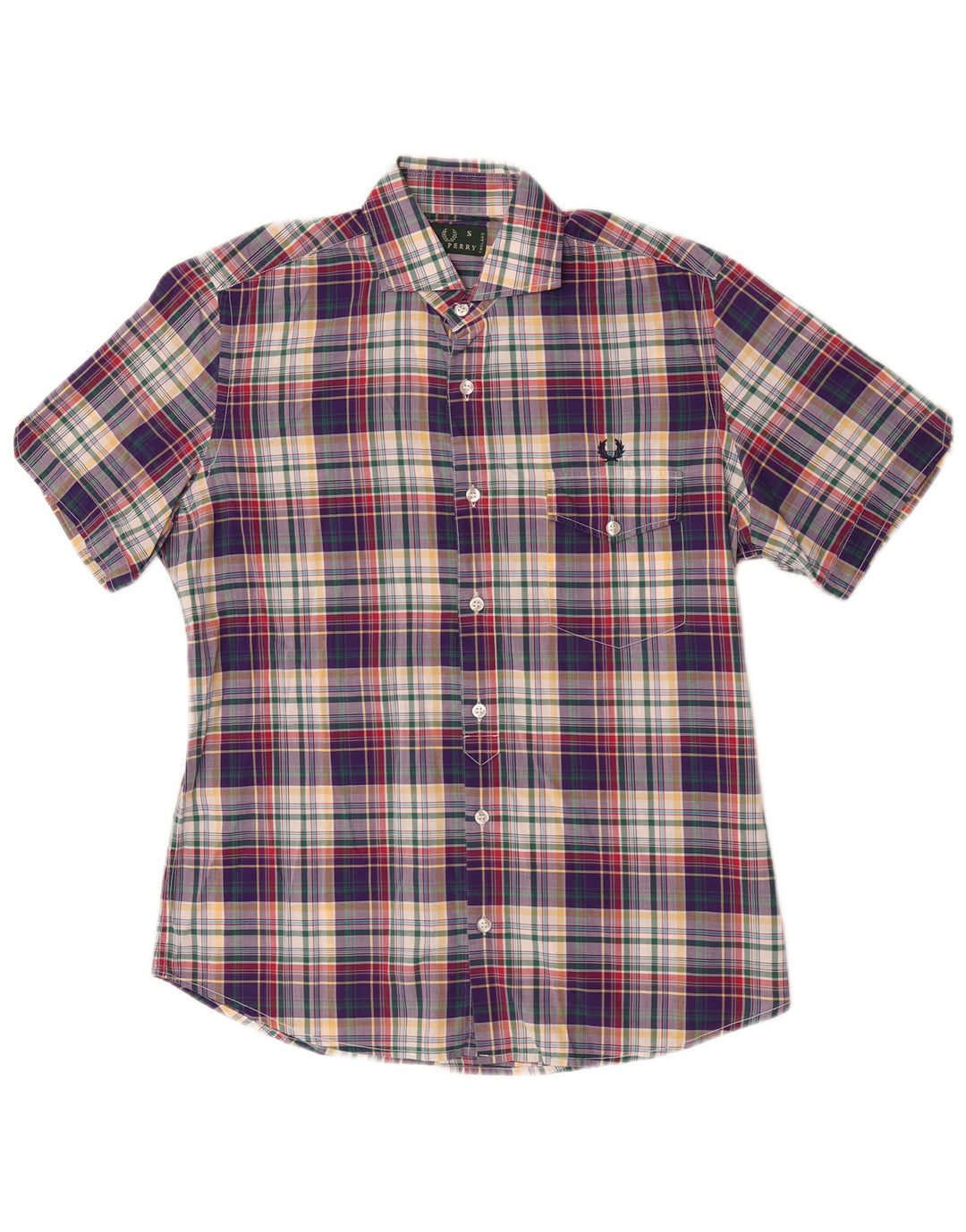 Cămașă slim cu mânecă scurtă pentru bărbați Fred Perry, carouri mici, multicolore