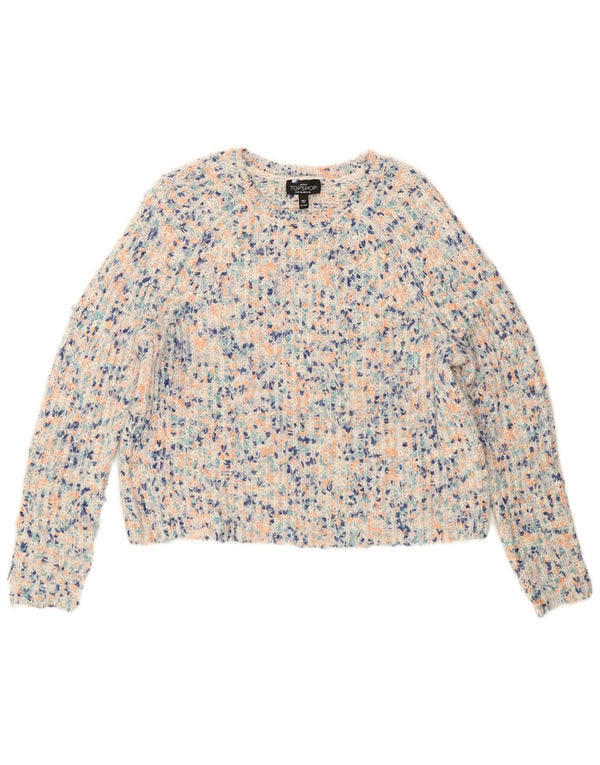 Topshop Pulover supradimensionat pentru femei cu gât de barcă UK 8 Small White Flecked