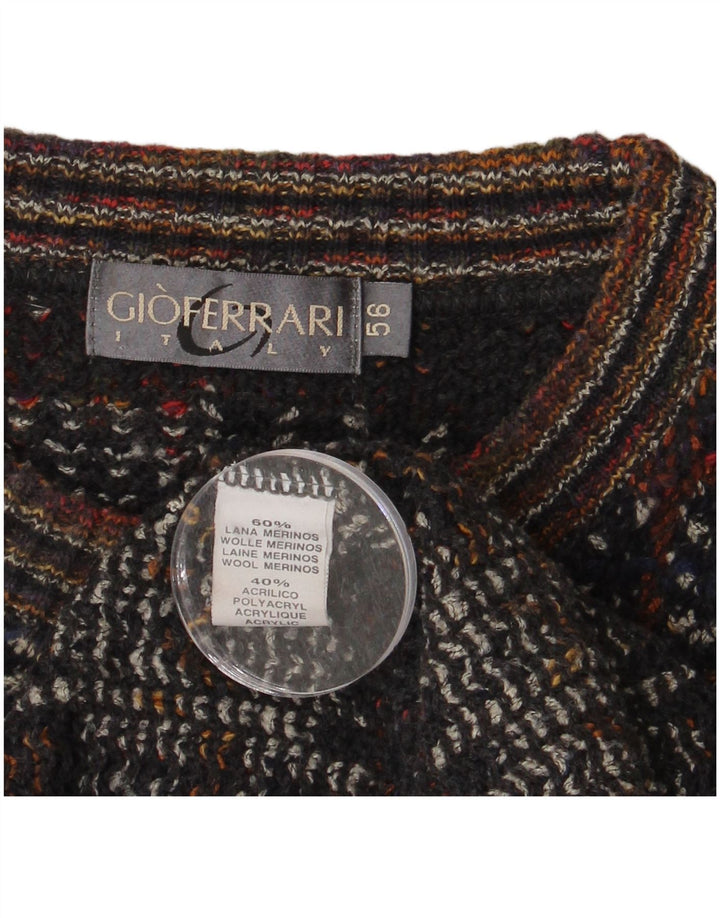 gio ferrari pulover pentru bărbați cu gât de barcă IT 56 XL din lână cu carouri multicolore