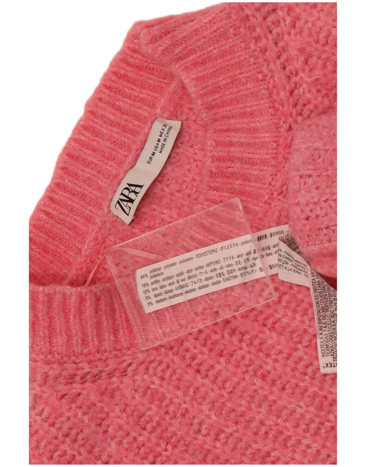 Pulover de damă Zara Crop Oversized Crew Deck Pulover UK 14 Medium Pink