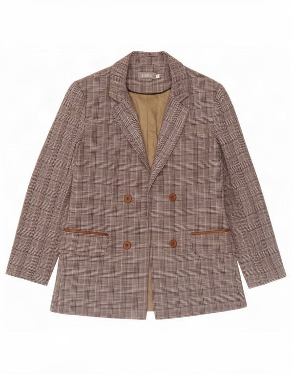 Jachetă Blazer deschisă pentru femei Libra UK 12 Maro Mediu Houndstooth