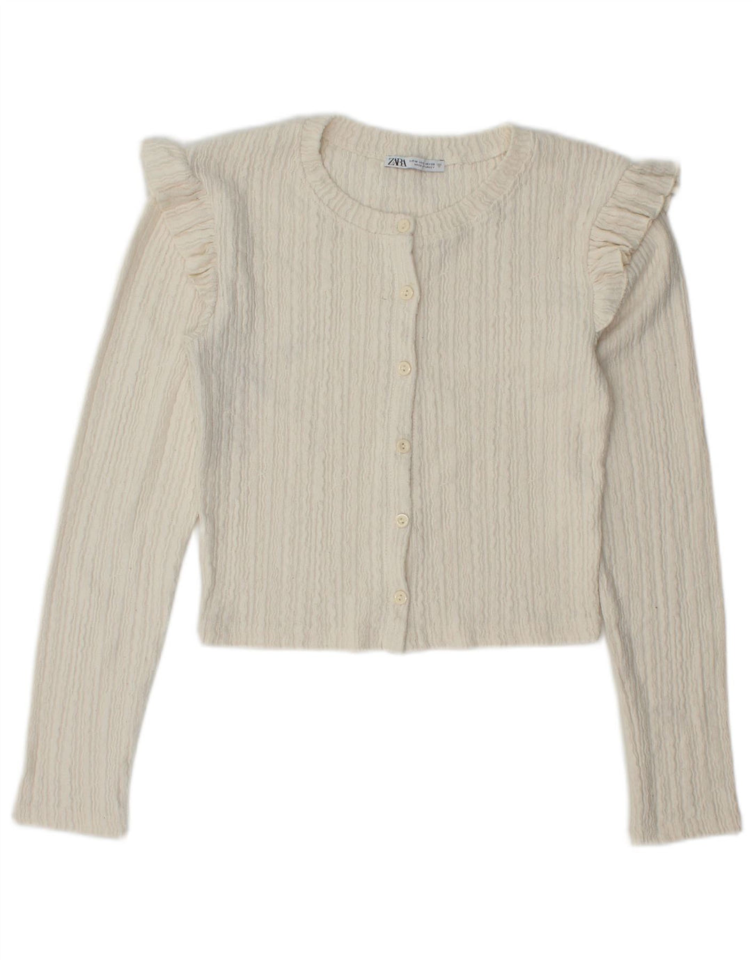 Pulover cardigan pentru femei Zara UK 12 Poliester alb mediu mediu