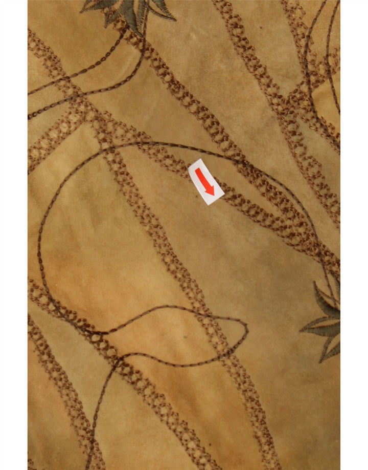 Vestă de damă VINTAGE din piele intoarsa EU 38 maro mediu din piele florala