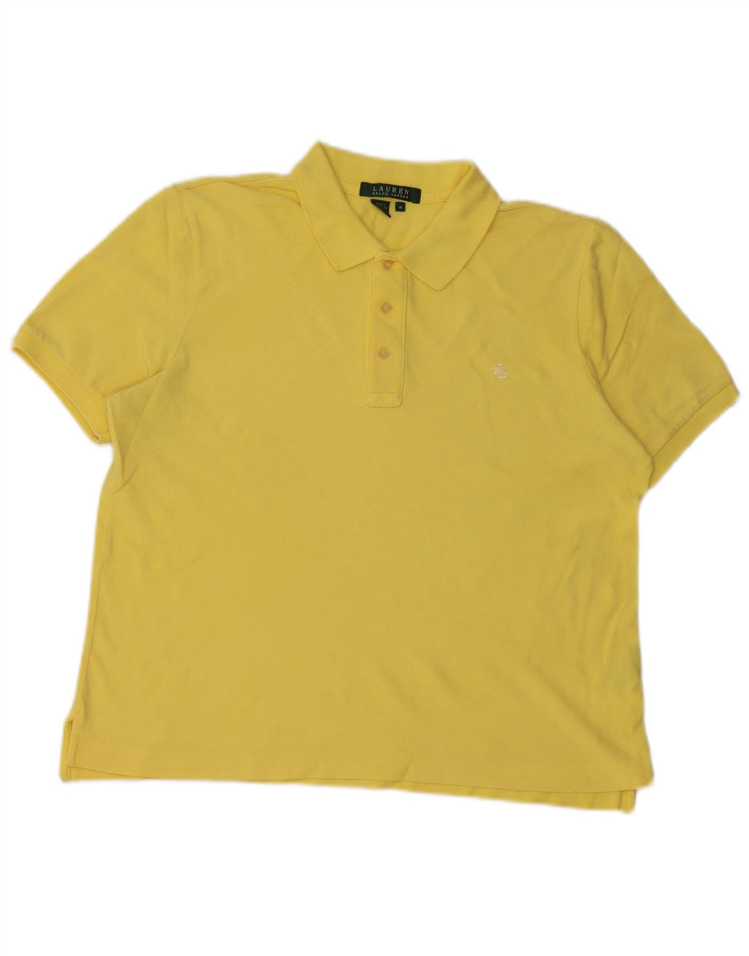 Tricou polo RALPH LAUREN pentru femei UK 14 Bumbac galben mediu