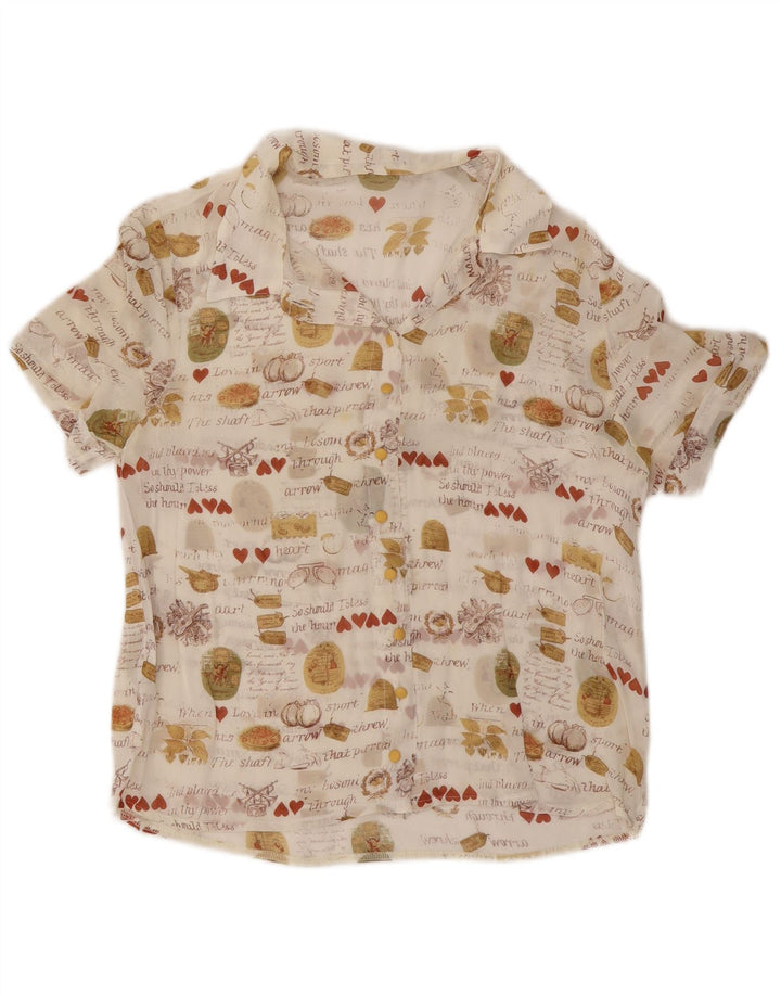 Bluză cămașă cu mânecă scurtă pentru femei Vintage UK 12 Medium White