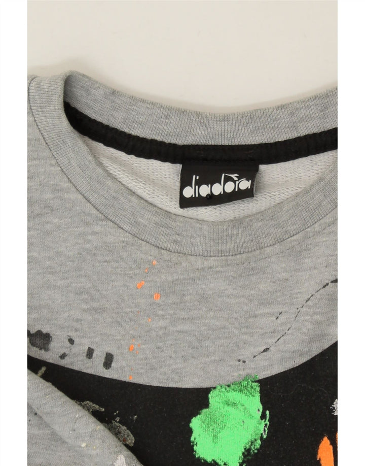 ADIDAS Womens Graphic Oversized Sweatshirt Jumper UK 10 Small Grey Vintage Adidas and Second-Hand Adidas from Messina Hembry 