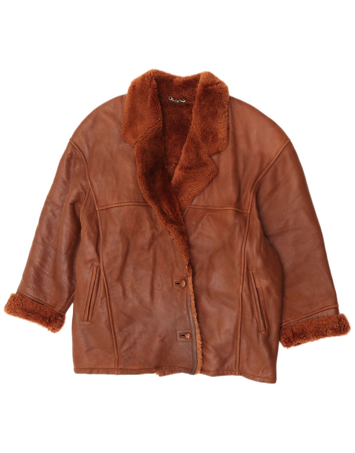 Jachetă din shearling supradimensionată pentru femei Vintage EU 42 Maro mare