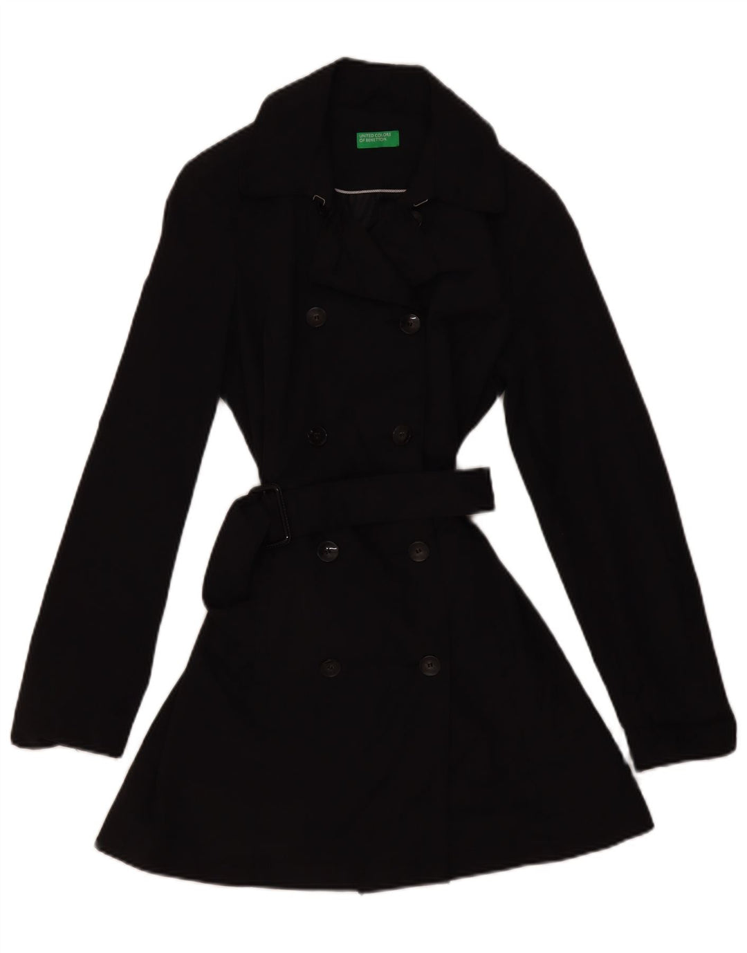 Trench pentru femei Benetton UK 12 Bumbac mediu negru