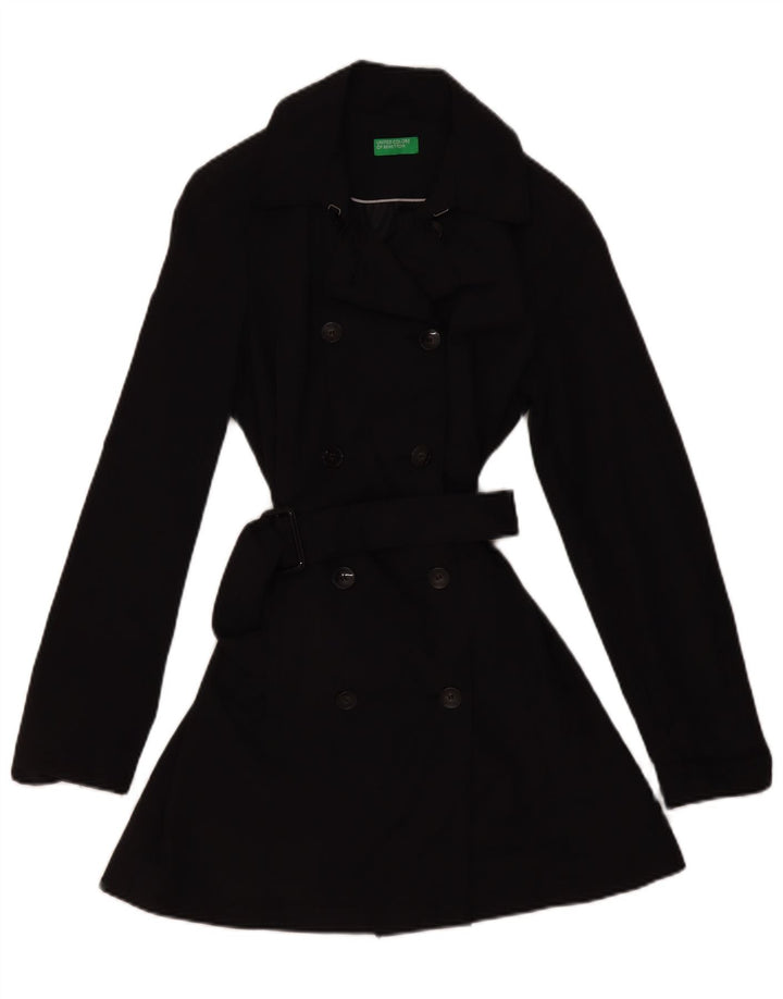 Trench pentru femei Benetton UK 12 Bumbac mediu negru