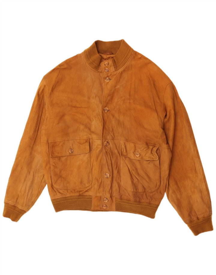 Green Leaves Jachetă Bomber de piele intoarsa pentru barbati IT 54 2XL Bej Piele