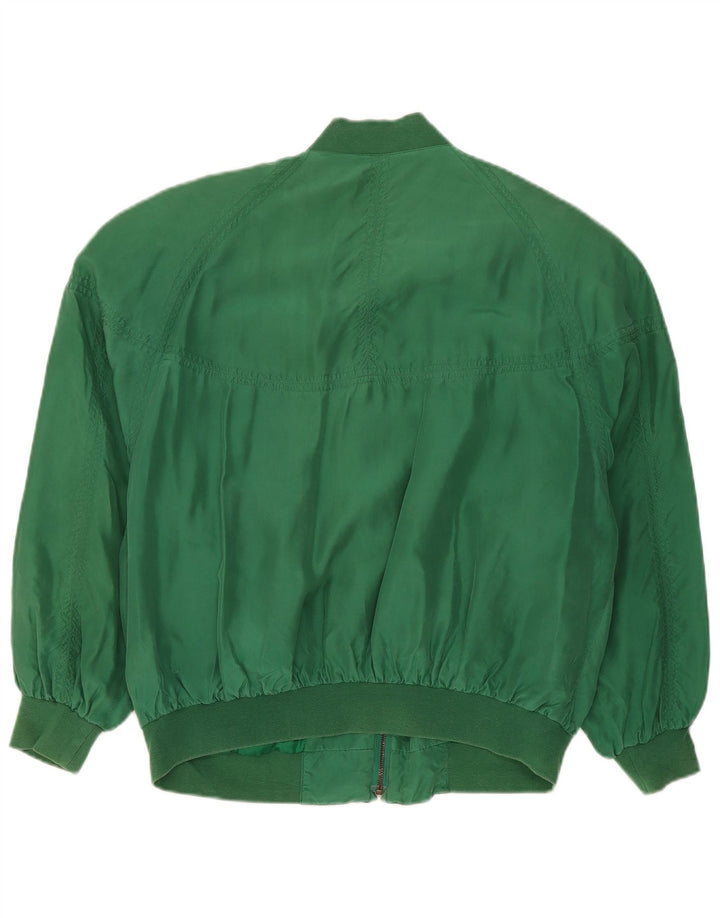 Jachetă Bomber Vintage pentru bărbați, cu tăiere lejeră, UK 36, mătase verde mică