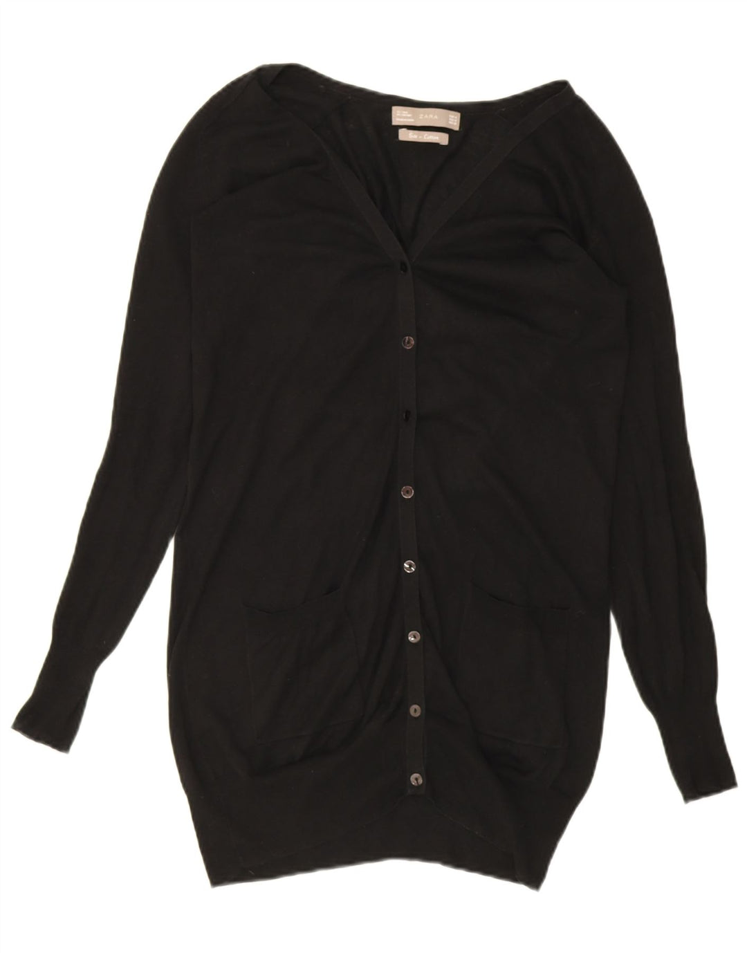 Pulover cardigan pentru femei Zara UK 14 Medium Black Matase