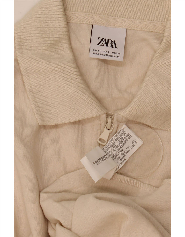 Pulover pentru bărbați Zara, cu gât polo, mic din bumbac alb