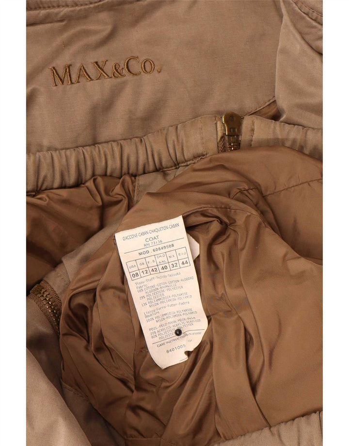 Max & Co. Palton căptușit cu glugă pentru femei UK 12 bumbac maro mediu