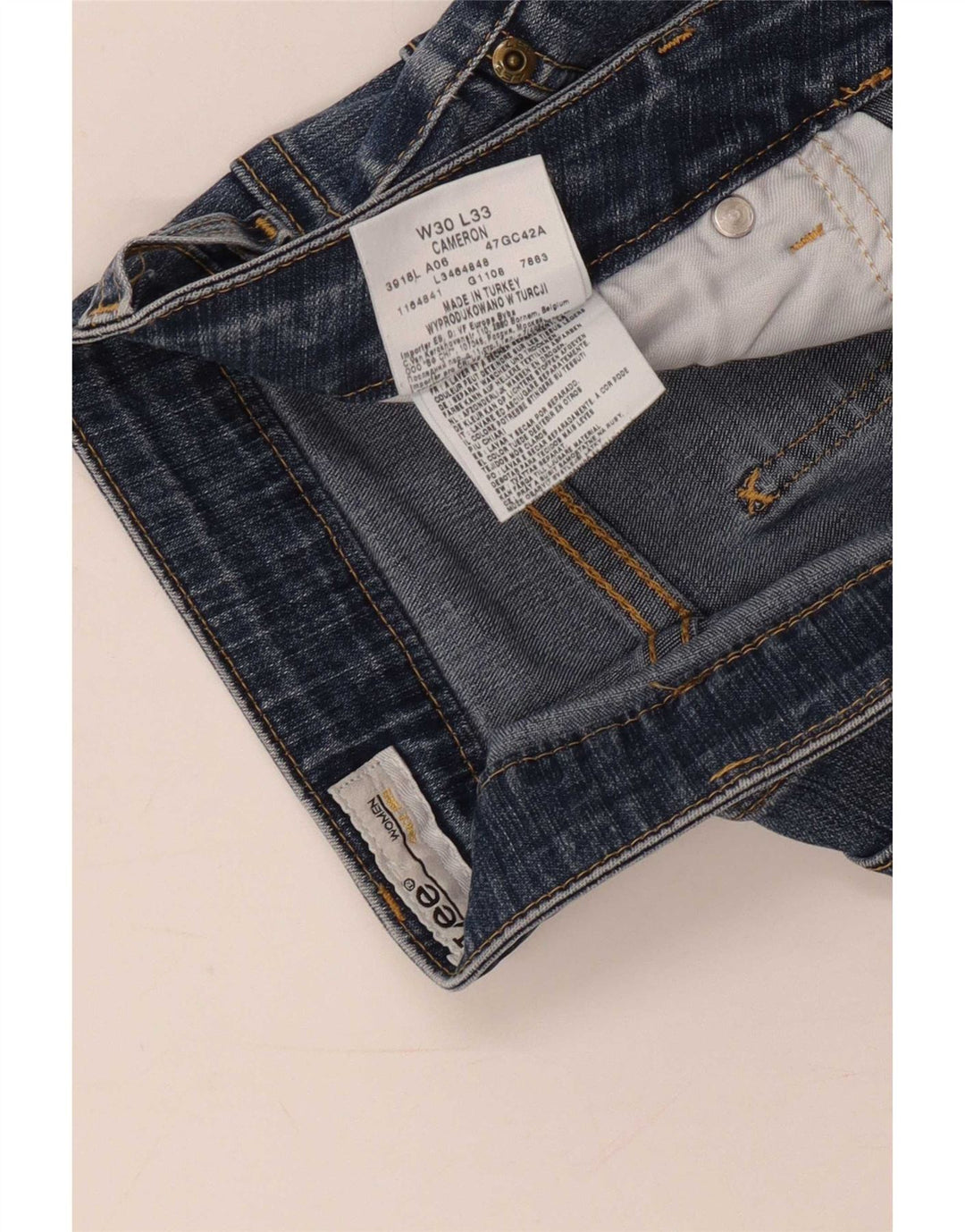 Pantaloni scurți din blugi Cameron Lee pentru femei W30, bumbac albastru mediu