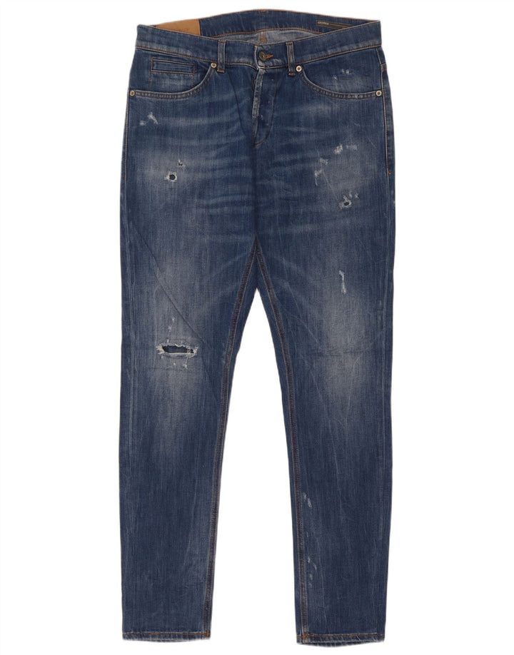Dondup blugi slim pentru bărbați, învechiți, W35 L33, bumbac albastru