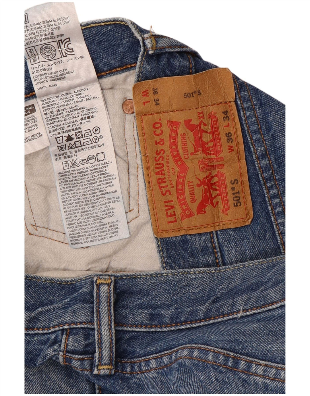 Blugi 501 drepti pentru bărbați Levi's W36 L34 Bumbac albastru