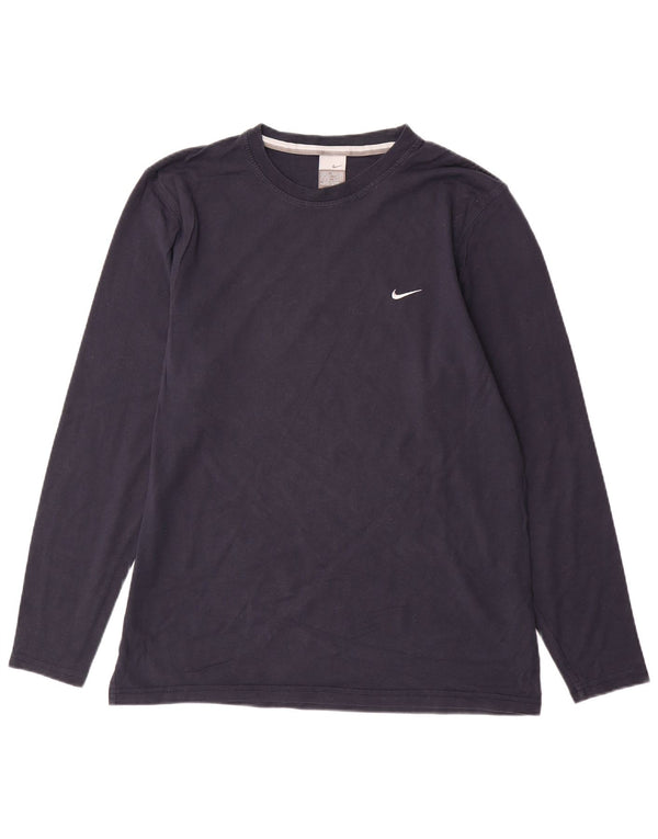 Top pentru bărbați NIKE cu mânecă lungă UK 39/41 mediu, albastru bleumarin, bumbac