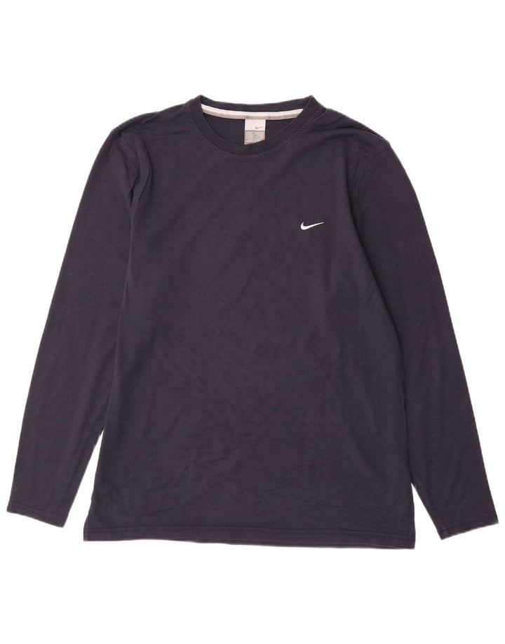 Top pentru bărbați NIKE cu mânecă lungă UK 39/41 mediu, albastru bleumarin, bumbac
