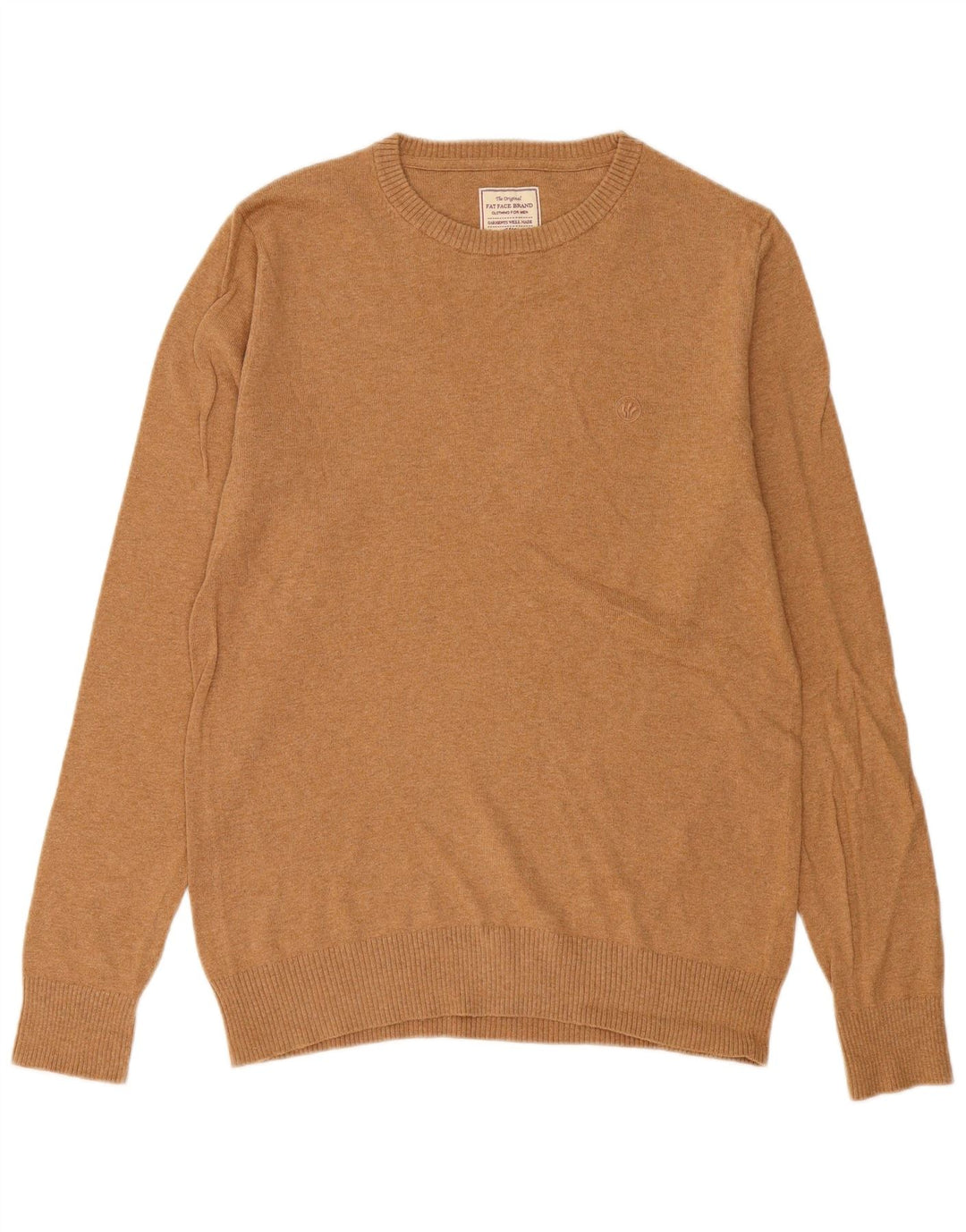 FAT FACE Mens Crew Neck Jumper Sweater Medium Beige Cotton