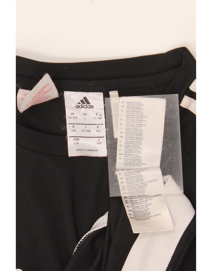 Tricou ADIDAS Climalite pentru băieți Top 13-14 ani, negru, poliester color bloc