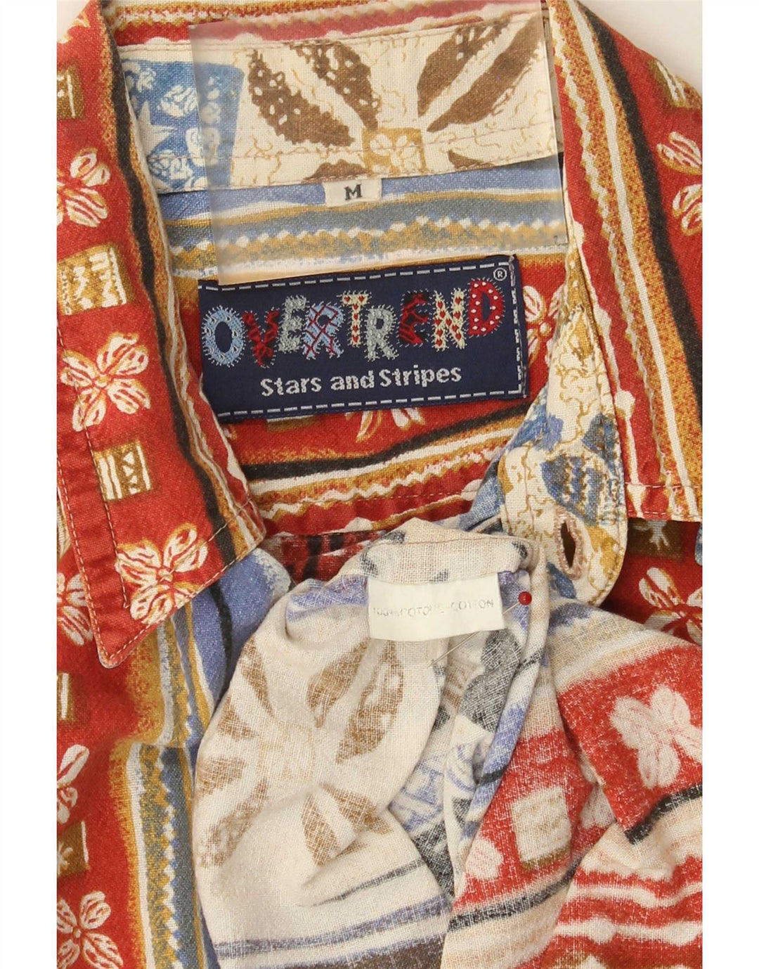 Cămașă vintage pentru bărbați cu mânecă scurtă, bumbac mozaic multicolor mediu