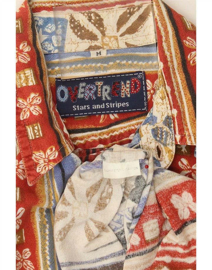 Cămașă vintage pentru bărbați cu mânecă scurtă, bumbac mozaic multicolor mediu