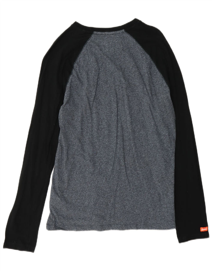 Top pentru bărbați Superdry cu mânecă lungă, mediu bleumarin, bumbac cu pete