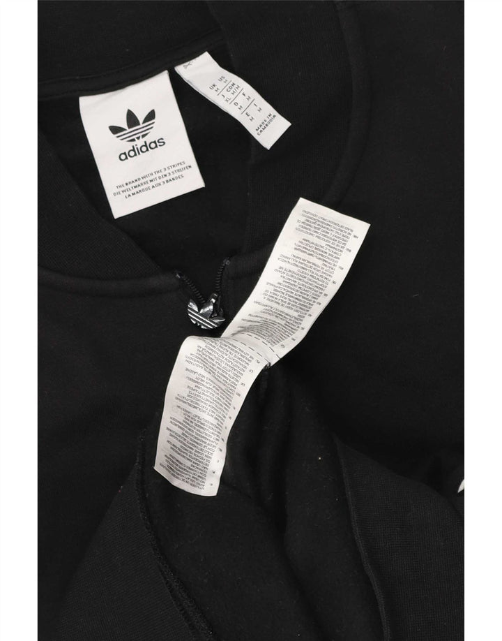 Hanorac pentru bărbați Adidas, cu fermoar, cu gât, bumbac mediu negru