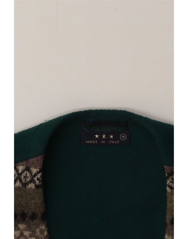Vestă vintage pentru bărbați, verde mediu Fair Isle