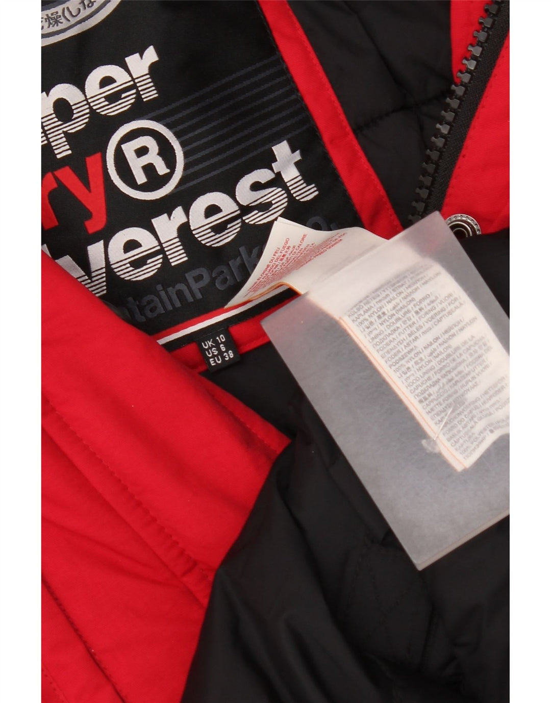 Jachetă parka supradimensionată cu glugă Superdry pentru femei UK 10 Small Red Nylon