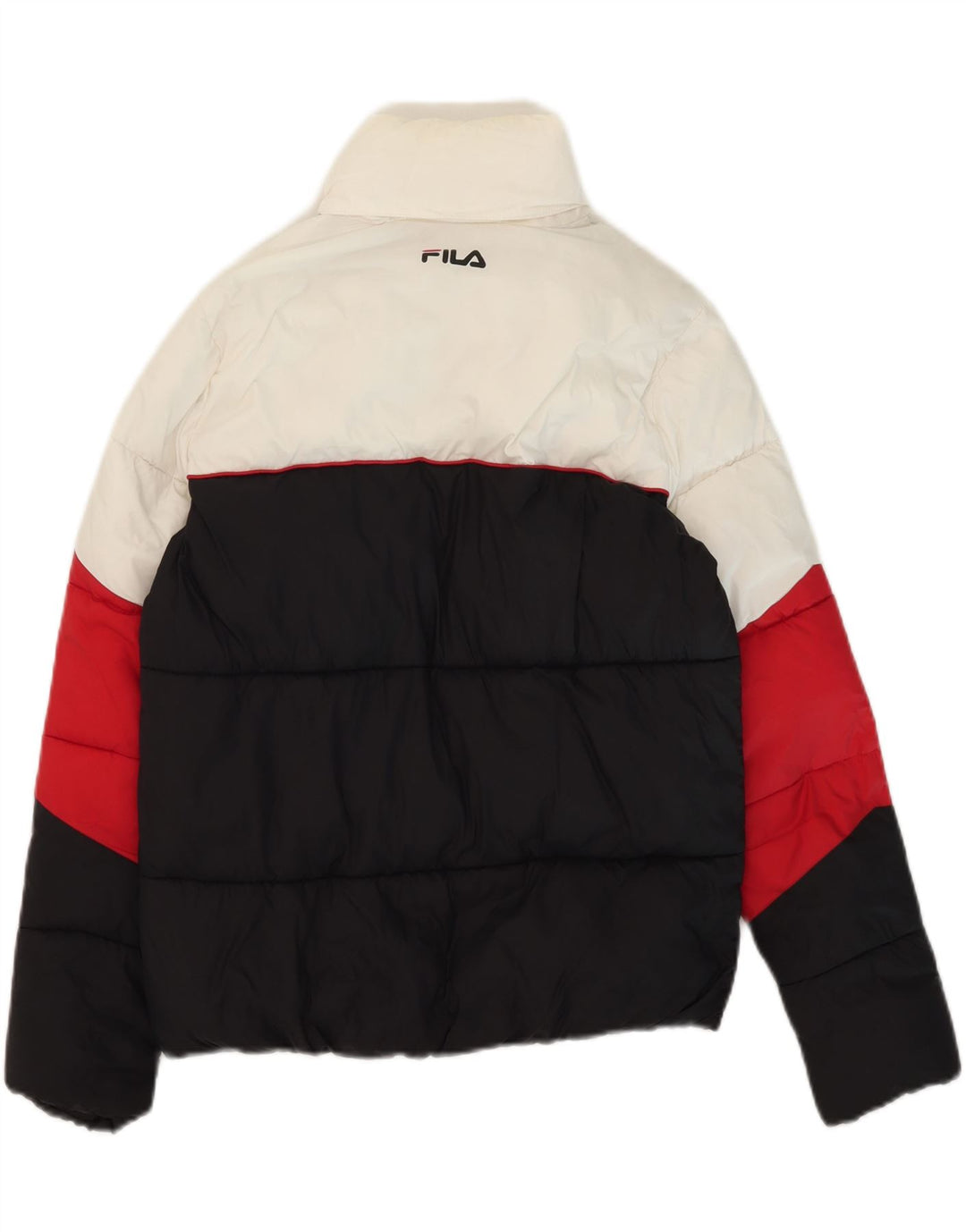 Jachetă căptușită cu glugă Fila pentru băieți 13-14 ani, nailon color block multicolor