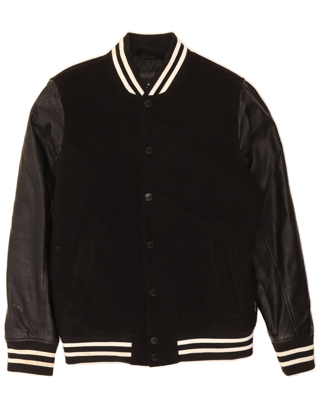 HOLLISTER Mens Varsity Jacket UK 36 Small Black Polyester Vintage Hollister and Second-Hand Hollister from Messina Hembry 