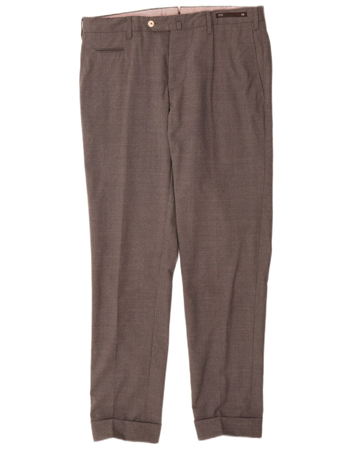 VINTAGE Pantaloni de costum subțiri pentru bărbați IT 48 Medium L32 L31 Lână gri