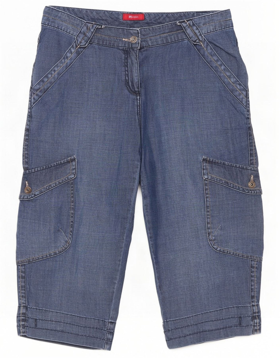 Pantaloni scurti cargo din denim pentru femei Monsoon UK 14 Medium L34 L20 Bumbac albastru