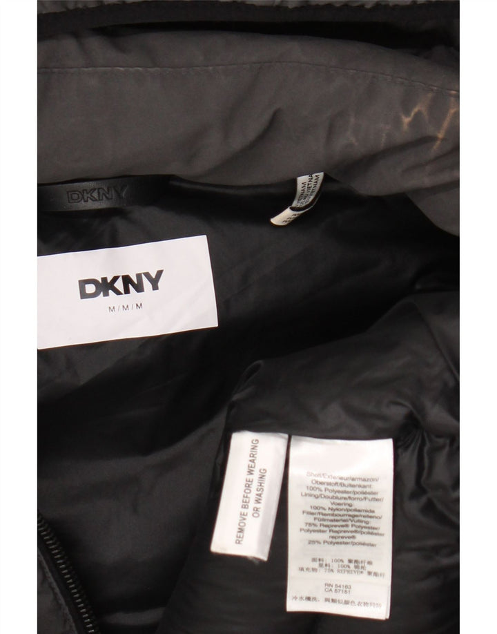 Palton căptușit cu glugă pentru femei Dkny UK 14 Poliester gri mediu