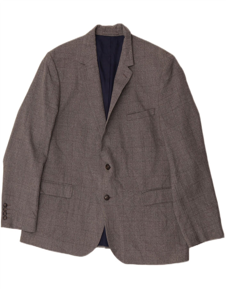Jachetă pentru bărbați Marks & Spencer, cu 2 nasturi, UK 46 XL, poliester cu carouri gri