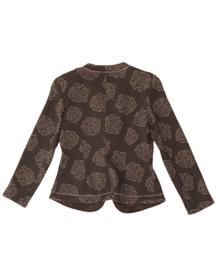 Blazer pentru femei Armani Collezioni, cu 5 nasturi, UK 10, mic, gri, floral