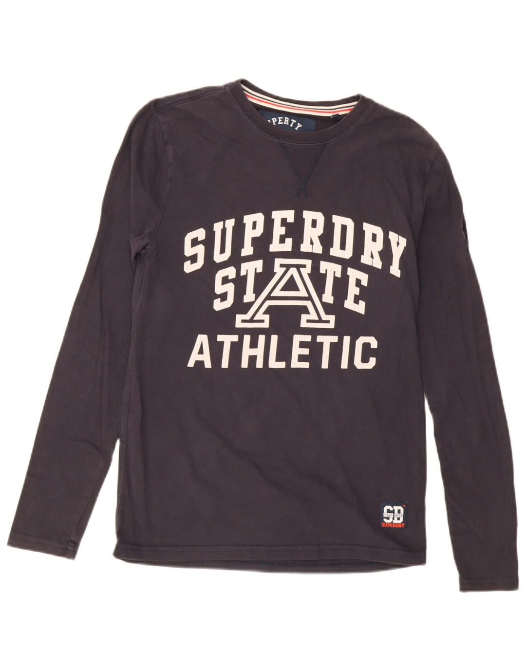 Top grafic pentru bărbați Superdry cu mânecă lungă din bumbac, albastru bleumarin