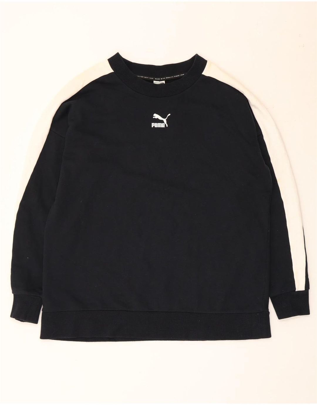 Pulover Puma pentru bărbați, bumbac color bloc negru mediu