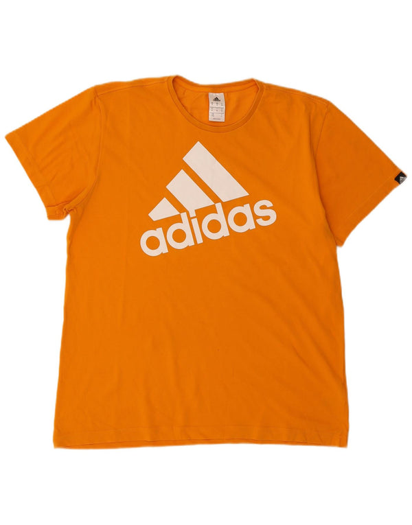 Tricou grafic pentru bărbați Adidas Top din bumbac portocaliu mediu