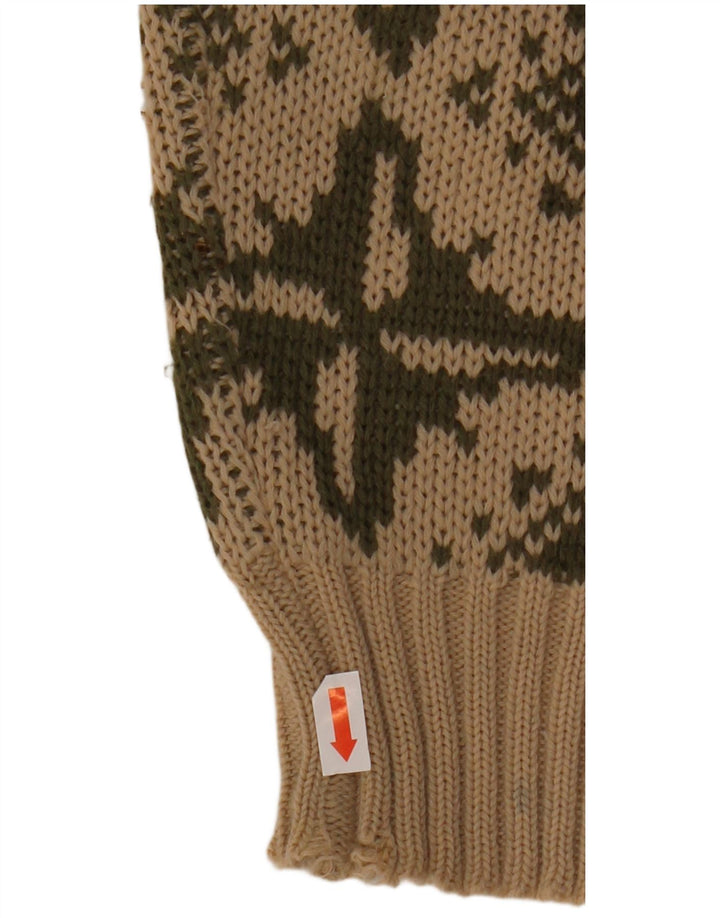 Pulover de damă VINTAGE cu gât barcă IT 46 mare bej geometric