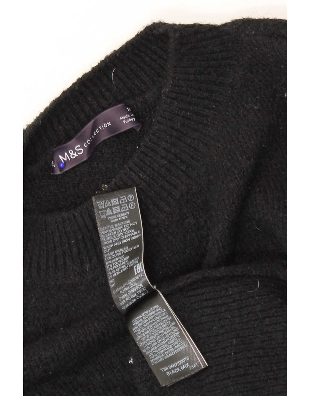 Pulover pentru femei Marks & Spencer cu decolteu triplu UK 14 Medium Negru