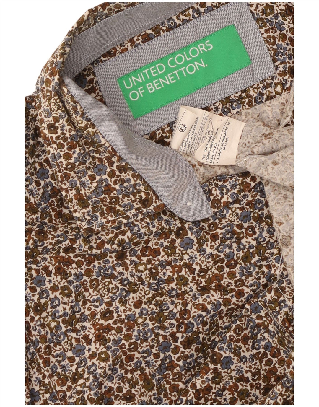 Cămașă pentru bărbați Benetton XL, bumbac floral multicolor