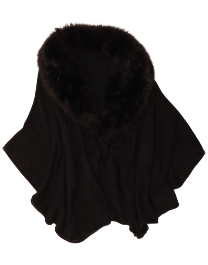 Palton Poncho Vintage pentru Femei Mărime Unică Negru