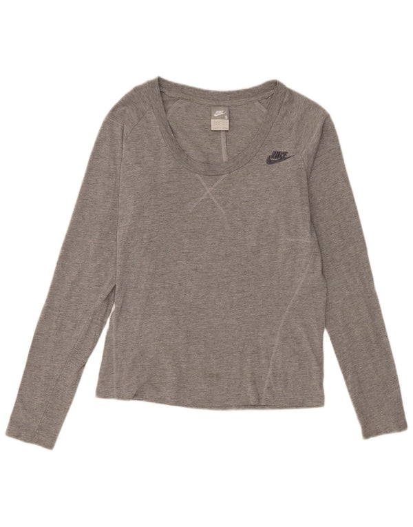 Top pentru femei Nike cu mânecă lungă UK 10 mic, gri bumbac
