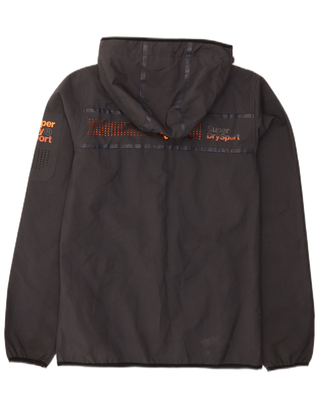 Jachetă de ploaie cu glugă grafică Superdry pentru bărbați UK 34 XS poliester gri