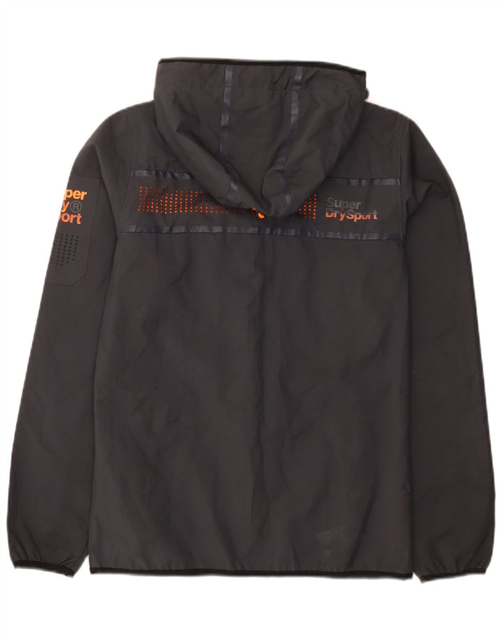 Jachetă de ploaie cu glugă grafică Superdry pentru bărbați UK 34 XS poliester gri