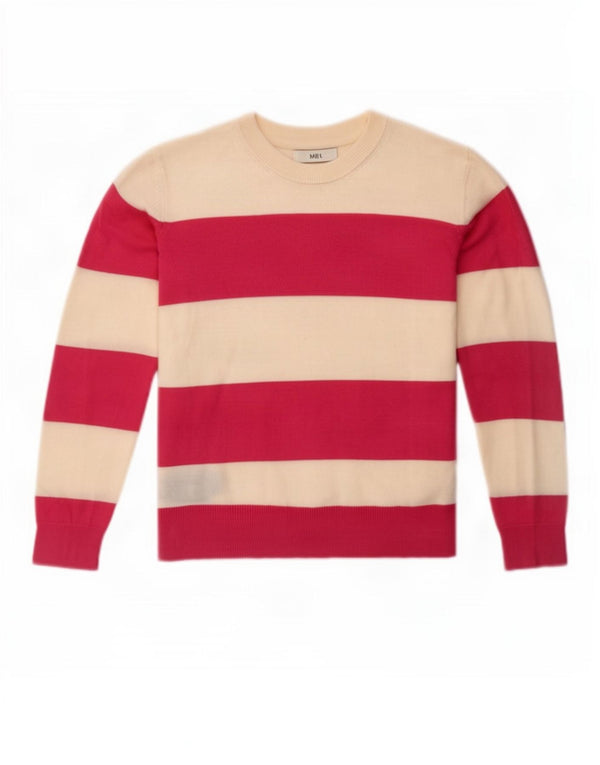 Pulover pentru femei Marks & Spencer cu decolteu triplu UK 8 mic, roz, cu dungi