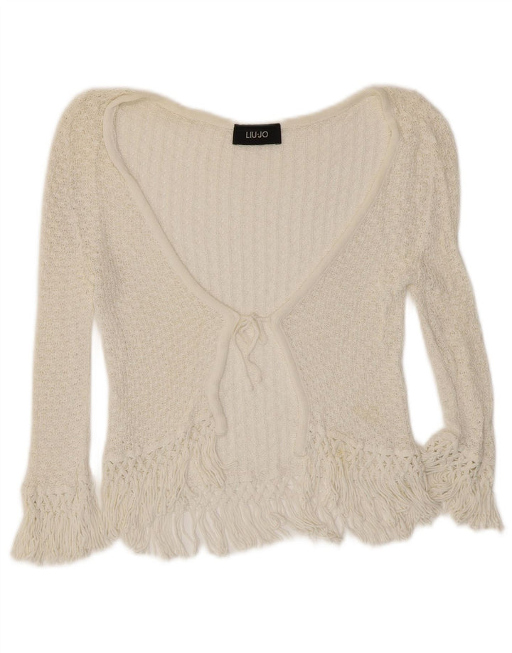 LIU JO Womens Cardigan Top UK 2 2XS White